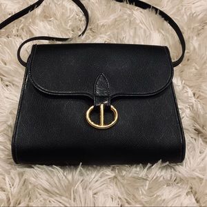 Vintage CHRISTIAN DIOR BLACK LEATHER CROSSBODY BAG